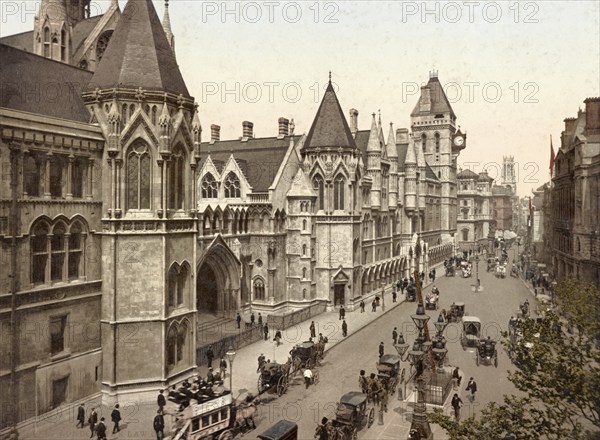 Royal Courts of Justice, Royal Courts of Justice, Law Courts, Law Courts, London, England, c. 1890, Historical, digitally restored reproduction from a 19th century original