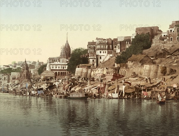 Benares, Varanasi. The Maharajah's of Nagbur Ghat, India, digitally restored reproduction from a 19th century original, record date not stated, Varanasi. The Maharajah's of Nagbur Ghat, India, digitally restored reproduction from a 19th century original, record date not stated, Asia