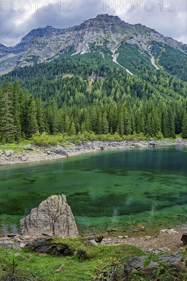 Obernberger See, mountain lake, landscape of the Stubai Alps, weather mood, cloud mood, Obernberg am Brenner, Tyrol, Austria, Europe