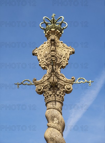 Close-up of Pillory of Porto column, Pelourinho do Porto, beside the Porto Cathedral, Sé do Porto, Portugal, Europe