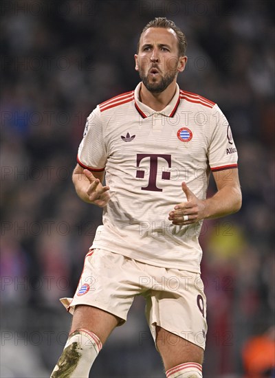 Goal celebration Harry Kane FC Bayern Munich FCB (09) Champions League, Allianz Arena, Munich, Bavaria, Germany, Europe