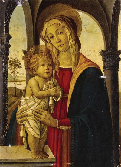 Madonna with Child, Madonna and Child, Painting by Sandro Botticelli (1 March 1445, 1510), one of the most important Italian painters and draughtsmen of the early Renaissance, Historic, digitally restored reproduction from an original, Record date not stated