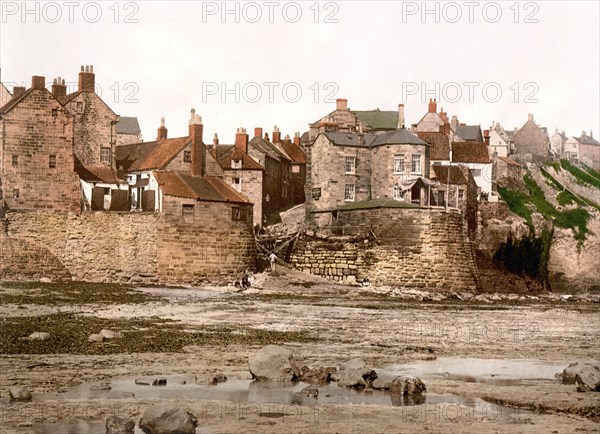 Robin Hood Bay. Whitby, a small town in the English Unitary Authority of North Yorkshire, c. 1890, Historical, digitally restored reproduction from a 19th century original Robin Hood Bay. 1890, Historical, digitally restored reproduction from a 19th century original