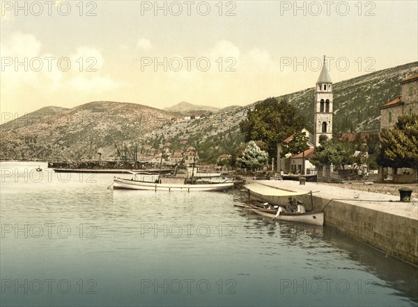 Gravosa, Dubrovnik, district of Gruz, water front, Dalmatia, Croatia, Austro-Hungary, digitally restored reproduction from a 19th century original, record date not stated, district of Gruz, water front, Dalmatia, Croatia, Austro-Hungary, digitally restored reproduction from a 19th century original, record date not stated, Europe