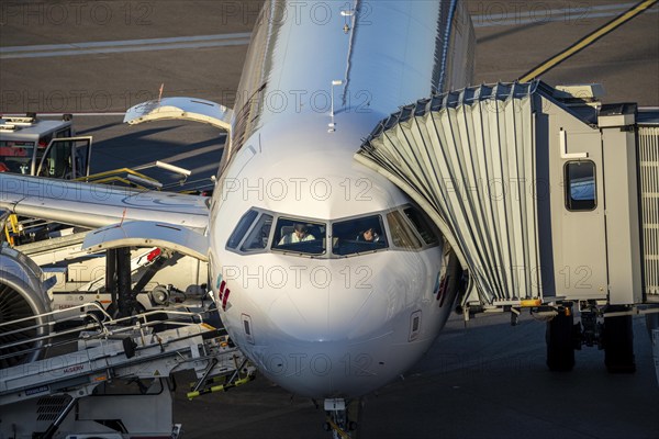 Eurowings Airbus at Terminal 1 C-Gates, Cologne-Bonn Airport, CGN, North Rhine-Westphalia, Germany, Europe