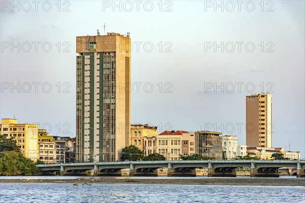 City of Recife in Pernambuco with its traditional bridges over the Capibaribe River, Recife, Pernambuco, Brazil, South America