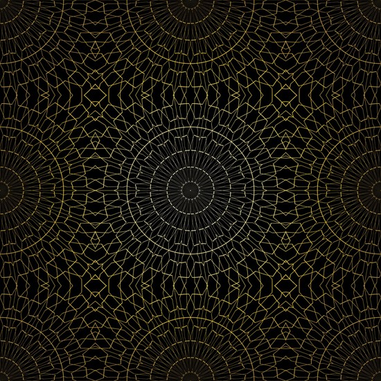 Geometric gold lace seamless pattern. Arabic tile lattice vector background.