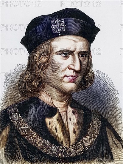 Richard III (1452-85), King of England from 1483, last Yorkist King of England. He lost the English crown to Henry Tudor (Henry VII) at the Battle of Bosworh Field on 22 August 1485, the battle that ended the Wars of the Roses, Historic, digitally restored reproduction from a 19th century original, Record date not stated