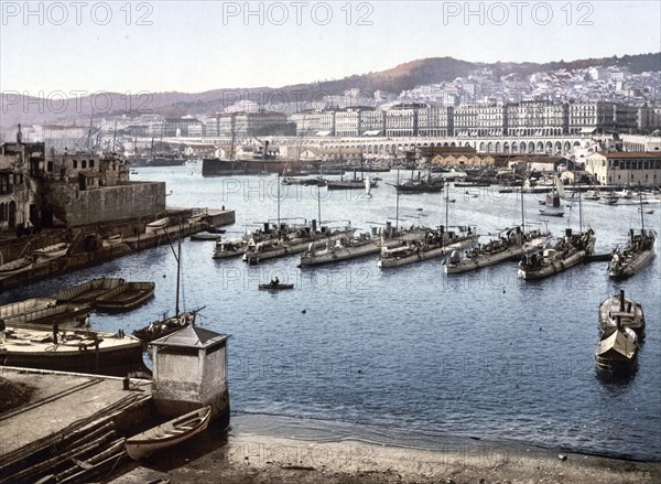 View of the harbour from the Admiralty, Algiers, Algeria, ca 1890, Historic, digitally restored reproduction from a 19th century original, Record date not stated, Africa