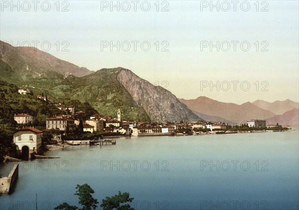 Menaggio, General view, Lake Como, Italy, Historical, digitally restored reproduction from a 19th century original, 1880, Record date not stated, Europe