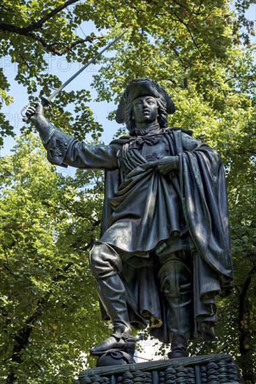 Monument to Elector Maximilian II. Emanuel of Bavaria, bronze statue by sculptor Friedrich Brugger, sculpture, Promenadeplatz, Old Town, Munich, Upper Bavaria, Bavaria, Germany, Europe