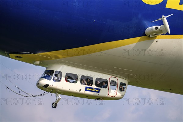 The Zeppelin NT, newly stationed at Essen/Mülheim Airport, undertakes sightseeing flights over the Rhine-Ruhr area, Mülheim an der Ruhr, North Rhine-Westphalia, Germany, Europe