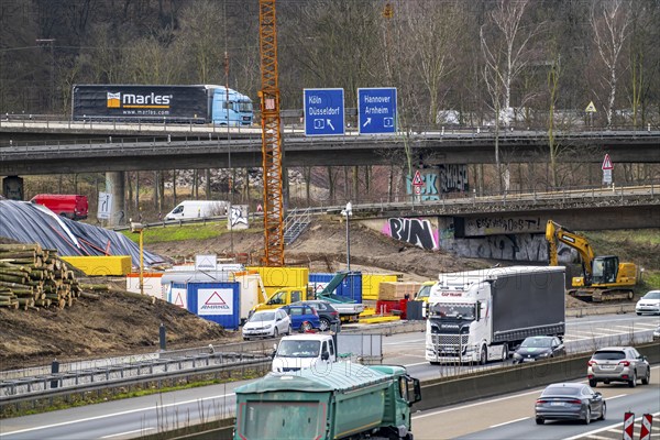 Duisburg-Kaiserberg motorway junction, complete reconstruction and new construction of the A3 and A40 junction, all bridges, ramps, carriageways are being renewed and partly widened, 8 years construction time, railway bridges running there are also being renewed, North Rhine-Westphalia, Germany, Europe