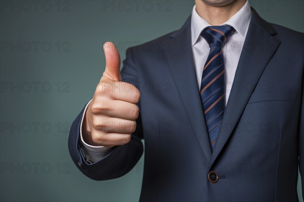 Man in business suit giving thumbs up sign. KI generiert, generiert AI generated