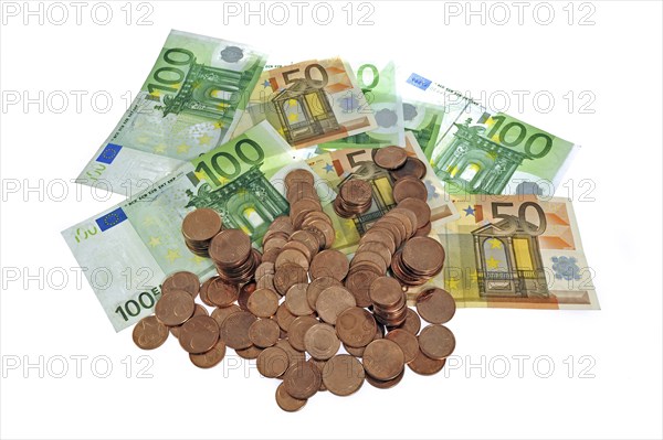 Money in the Euro currency as bank notes and coins