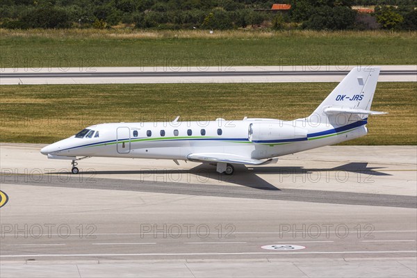 A Cessna 680 Citation aircraft of Smartwings with the registration number OK-JRS at Split Airport, Croatia, Europe