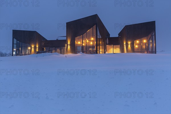 Hotel, restaurant, café, Lyngen North, snowstorm, Lyngen Alps, Norway, Europe