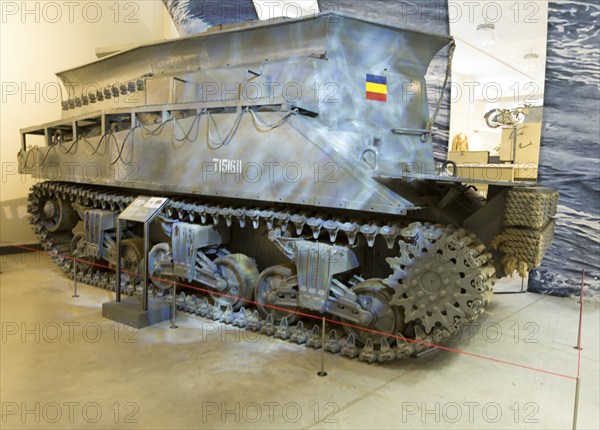 Sherman Beach Armoured Recovery Vehicle (BARV) D-Day landings, REME museum, MOD Lyneham, Wiltshire, England, UK