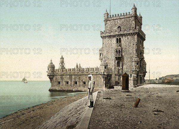 La Torre de Sao Vincente Belem, Lisboa, Lisbon, Portugal, 1890, Historic, digitally restored reproduction from a 19th century original, Record date not stated, Europe