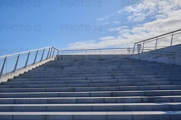 Event terrace with stairs at More og Romsdal Art Centre, blue sky in the background, Molde, Romsdal, Norway, Europe