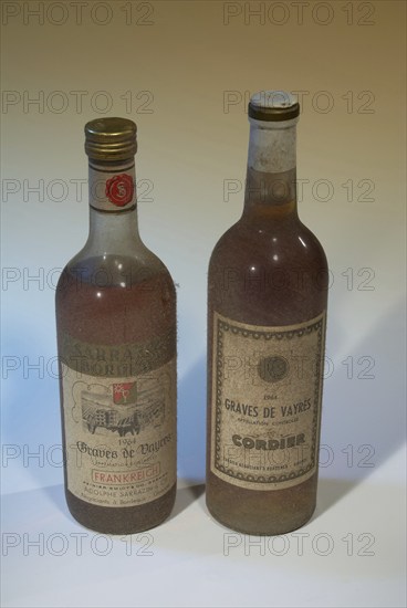 Red wine Bordeaux, France, 1964, Graves des Vayres, old bottles, cellar find, Europe