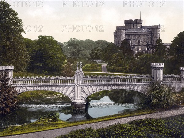 Eglington Castle, ruin of a large, crenellated country house in Kilwinning in the Scottish administrative division of North Ayrshire, Irvine, Scotland, Historic, c. 1900, digitally restored reproduction after an original from the 19th century Eglington Castle, ruin of a large, crenellated country house in Kilwinning in the Scottish administrative division of North Ayrshire, Scotland, Historic, c. 1900, digitally restored reproduction after an original from the 19th century