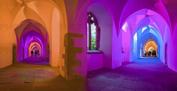 KReuzgang Möllenbeck Monastery Panorama colourfully illuminated Möllenbeck Rinteln Germany