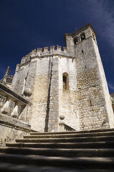 Fortified structure with bell tower, parapets and battlements, The Convent of Christ, Tomar, Portugal, Europe