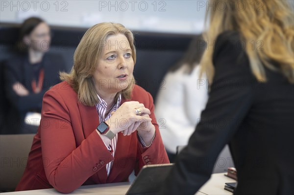 Bärbel Bas (SPD), President of the Bundestag, recorded during the SPD parliamentary group meeting in Berlin, 12 March 2024