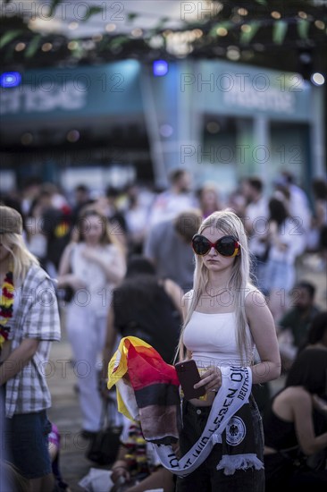 Scenes in the fan zone on Platz der Republik in front of the Reichstag building taken in Berlin, 29 June 2024 during the broadcast of the football match between Denmark and Germany