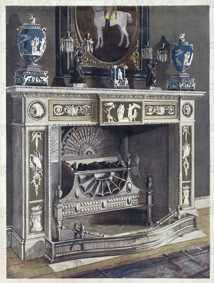 White gilt and painted fireplace (1910, 1911), White gilt and painted settee (1910, 1911) .jpg