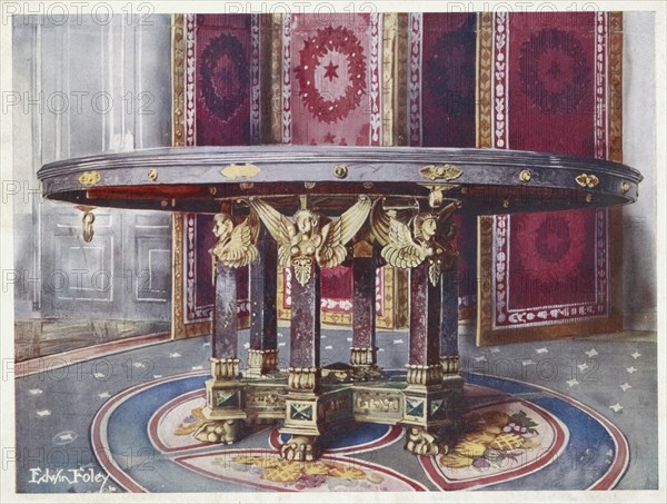 Furniture around the turn of the century 1900, Circular table of various marbles, with chased gilt mounts (1910, 1911) .jpg