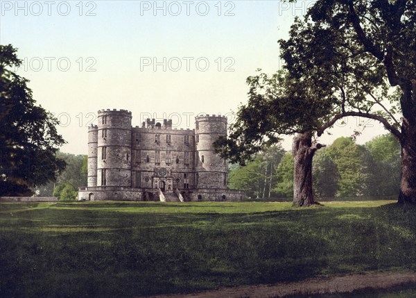 Lulworth Castle is a castle located in East Lulworth, Dorset, south of Wool, England, c. 1890, Historic, digitally restored reproduction from a 19th century original