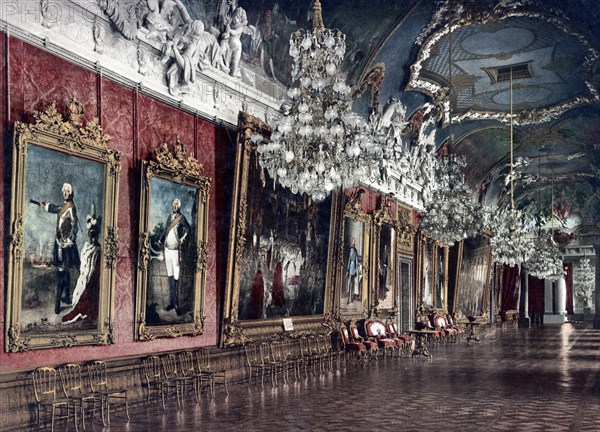 Picture Gallery in the Royal Palace in Berlin, Germany, 1890, Historical, digitally restored reproduction from a 19th century original, Record date not stated, Europe