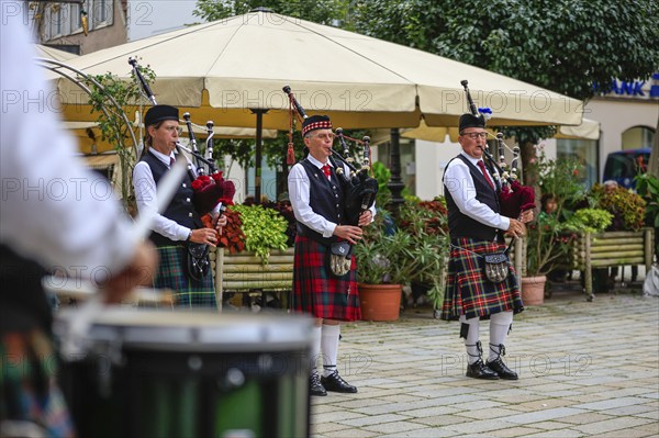 Bagpipe orchestra, Pipe concert, Sigmaringen, Baden-Württemberg, Germany, Europe