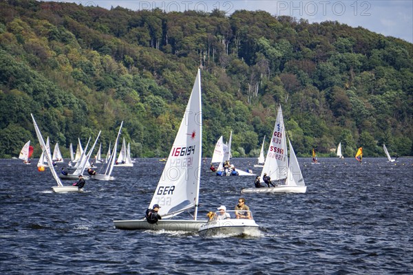 Lake Baldeney, sailing regatta, laser and dinghy class, Essen, North Rhine-Westphalia, Germany, Europe