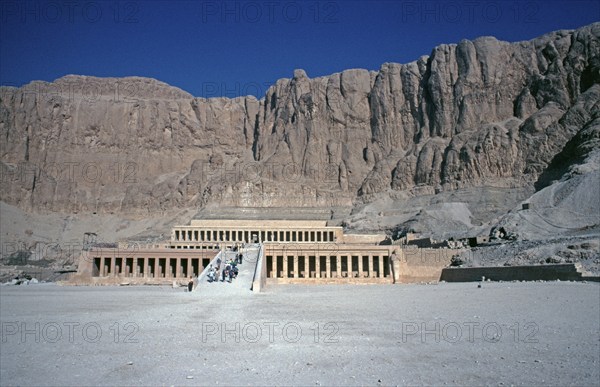 Mortuary Temple of Hatshepsut, Deir el-Bahari, Thebes, Luxor, Nile Valley, Egypt, September 1989, vintage, retro, old, historical, Africa