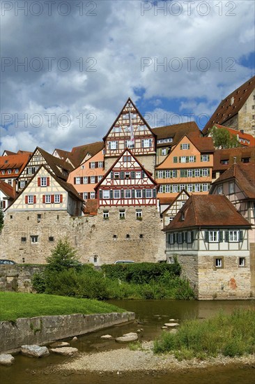 Europe, Germany, Baden-Württemberg, Schwäbisch Hall, an der Kocher, View from Unterwöhrd to the old town, Schwäbisch Hall, Baden-Württemberg, Germany, Europe