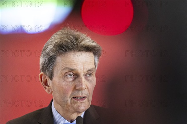 Rolf Mützenich, SPD parliamentary group leader, recorded as part of a press statement in front of the parliamentary group meeting of the SPD parliamentary group in the German Bundestag in Berlin, 9 April 2024