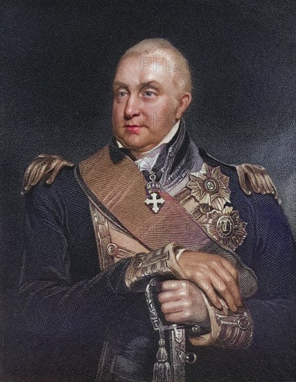 Admiral Edward Pellew 1st Viscount Exmouth 1757 to 1833 English naval officer and admiral, Historical, digitally restored reproduction from a 19th century original, Record date not stated