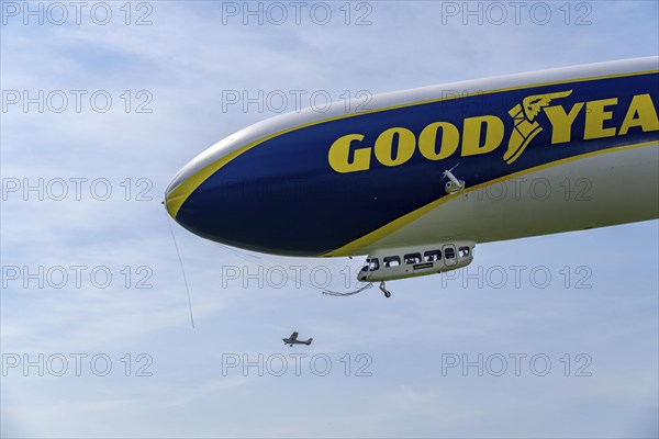 The Zeppelin NT, newly stationed at Essen/Mülheim Airport, undertakes sightseeing flights over the Rhine-Ruhr area, Mülheim an der Ruhr, North Rhine-Westphalia, Germany, Europe