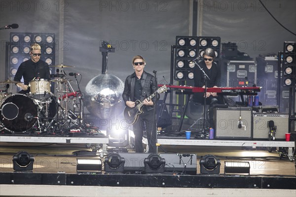 Samuel Sam Fogarino (drummer), Paul Banks (singer) and Brandon Curtis (keyboarder) of the band Interpol live at the Parkbühne Wuhlheide in Berlin on 22 June 2024