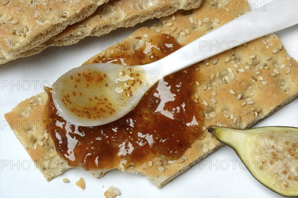 Fig jam on crispbread, Ficus carica