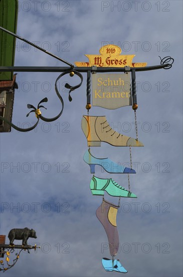 Nose sign of a shoe shop, Rottwei, Baden-Württemberg, Germany, Europe