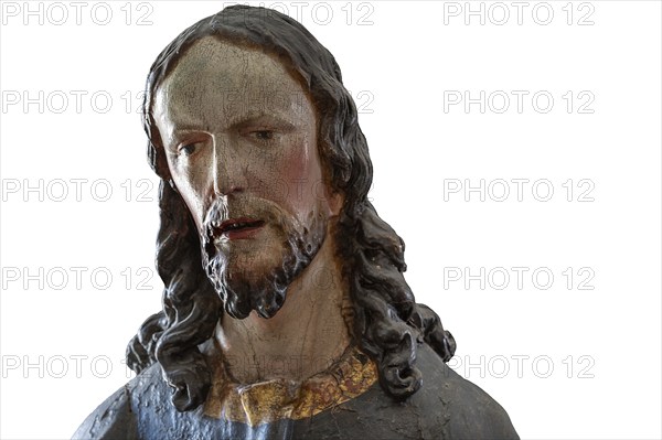 Palmesel wooden figure around 1880, Christ detail on white ground, Dominican convent Wettenhausen, Swabia, Bavaria, Germany, Europe