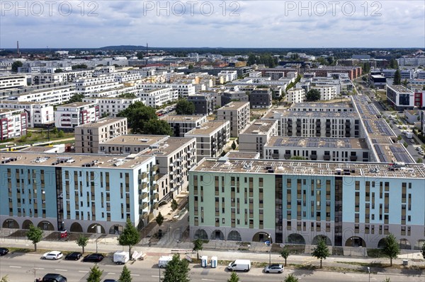 Aerial view of new HOWOGE buildings in Berlin Adlershof, 22/08/2022