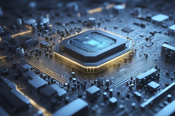 Microchip architecture specifically observed in detail with connection and network, AI gnerated, AI generated