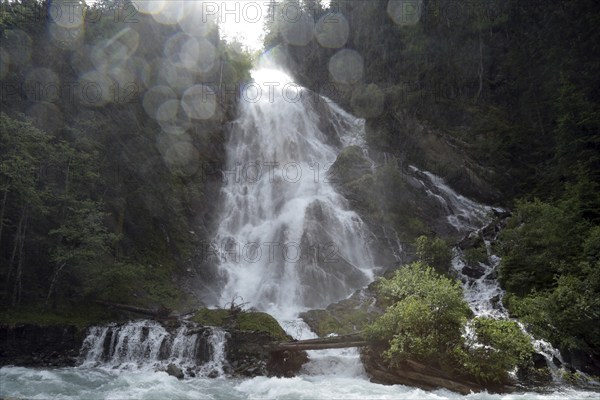 Haslacher Schleier waterfall, Kals, Großglockner, East Tyrol, Austria, Europe