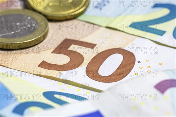 Banknotes, banknotes, 50 euro, notes, paper money, coins