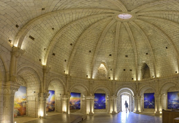 Interior view of the rotunda or castle tower (donjon) from the 12th century is also used as a picture gallery Simiane-la-Rotonde, Alpes-de-Haute-Provence, France, Europe